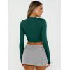 image:imageTrendy Queen Womens Long Sleeve Crop Tops Basic Slim Fitted Shirts Spring Fashion Outfits 2026 Teen Girl ClothesDark Green