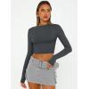 image:imageTrendy Queen Womens Long Sleeve Crop Tops Basic Slim Fitted Shirts Spring Fashion Outfits 2026 Teen Girl ClothesGray