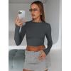 image:imageTrendy Queen Womens Long Sleeve Crop Tops Basic Slim Fitted Shirts Spring Fashion Outfits 2026 Teen Girl ClothesGray