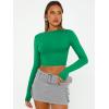 image:imageTrendy Queen Womens Long Sleeve Crop Tops Basic Slim Fitted Shirts Spring Fashion Outfits 2026 Teen Girl ClothesGreen
