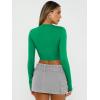 image:imageTrendy Queen Womens Long Sleeve Crop Tops Basic Slim Fitted Shirts Spring Fashion Outfits 2026 Teen Girl ClothesGreen