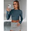 image:imageTrendy Queen Womens Long Sleeve Crop Tops Basic Slim Fitted Shirts Spring Fashion Outfits 2026 Teen Girl ClothesHaze Blue