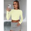 image:imageTrendy Queen Womens Long Sleeve Crop Tops Basic Slim Fitted Shirts Spring Fashion Outfits 2026 Teen Girl ClothesLemon Yellow