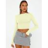 image:imageTrendy Queen Womens Long Sleeve Crop Tops Basic Slim Fitted Shirts Spring Fashion Outfits 2026 Teen Girl ClothesLemon Yellow