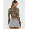 image:imageTrendy Queen Womens Long Sleeve Crop Tops Basic Slim Fitted Shirts Spring Fashion Outfits 2026 Teen Girl ClothesLeopard