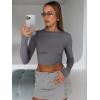 image:imageTrendy Queen Womens Long Sleeve Crop Tops Basic Slim Fitted Shirts Spring Fashion Outfits 2026 Teen Girl ClothesLight Gray