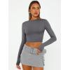 image:imageTrendy Queen Womens Long Sleeve Crop Tops Basic Slim Fitted Shirts Spring Fashion Outfits 2026 Teen Girl ClothesLight Gray