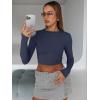 image:imageTrendy Queen Womens Long Sleeve Crop Tops Basic Slim Fitted Shirts Spring Fashion Outfits 2026 Teen Girl ClothesNavy