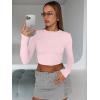 image:imageTrendy Queen Womens Long Sleeve Crop Tops Basic Slim Fitted Shirts Spring Fashion Outfits 2026 Teen Girl ClothesPink