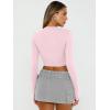 image:imageTrendy Queen Womens Long Sleeve Crop Tops Basic Slim Fitted Shirts Spring Fashion Outfits 2026 Teen Girl ClothesPink