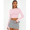 image:imageTrendy Queen Womens Long Sleeve Crop Tops Basic Slim Fitted Shirts Spring Fashion Outfits 2026 Teen Girl ClothesPink