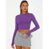 image:imageTrendy Queen Womens Long Sleeve Crop Tops Basic Slim Fitted Shirts Spring Fashion Outfits 2026 Teen Girl ClothesPurple