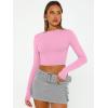image:imageTrendy Queen Womens Long Sleeve Crop Tops Basic Slim Fitted Shirts Spring Fashion Outfits 2026 Teen Girl ClothesRose Pink