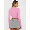 image:imageTrendy Queen Womens Long Sleeve Crop Tops Basic Slim Fitted Shirts Spring Fashion Outfits 2026 Teen Girl ClothesRose Pink