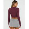 image:imageTrendy Queen Womens Long Sleeve Crop Tops Basic Slim Fitted Shirts Spring Fashion Outfits 2026 Teen Girl ClothesWine Red