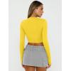 image:imageTrendy Queen Womens Long Sleeve Crop Tops Basic Slim Fitted Shirts Spring Fashion Outfits 2026 Teen Girl ClothesYellow