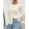 image:imageTrendy Queen Womens Long Sleeve TShirts Basic Crop Tops 2026 Spring Fashion Outfits Going Out Winter ClothesApricot