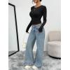 image:imageTrendy Queen Womens Long Sleeve TShirts Basic Crop Tops 2026 Spring Fashion Outfits Going Out Winter ClothesBlack