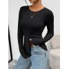 image:imageTrendy Queen Womens Long Sleeve TShirts Basic Crop Tops 2026 Spring Fashion Outfits Going Out Winter ClothesBlack