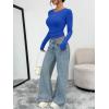 image:imageTrendy Queen Womens Long Sleeve TShirts Basic Crop Tops 2026 Spring Fashion Outfits Going Out Winter ClothesBlue