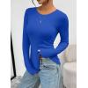 image:imageTrendy Queen Womens Long Sleeve TShirts Basic Crop Tops 2026 Spring Fashion Outfits Going Out Winter ClothesBlue