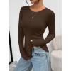 image:imageTrendy Queen Womens Long Sleeve TShirts Basic Crop Tops 2026 Spring Fashion Outfits Going Out Winter ClothesBrown