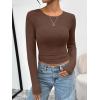 image:imageTrendy Queen Womens Long Sleeve TShirts Basic Crop Tops 2026 Spring Fashion Outfits Going Out Winter ClothesCocoa