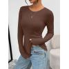 image:imageTrendy Queen Womens Long Sleeve TShirts Basic Crop Tops 2026 Spring Fashion Outfits Going Out Winter ClothesCocoa