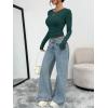 image:imageTrendy Queen Womens Long Sleeve TShirts Basic Crop Tops 2026 Spring Fashion Outfits Going Out Winter ClothesDarkgreen