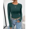 image:imageTrendy Queen Womens Long Sleeve TShirts Basic Crop Tops 2026 Spring Fashion Outfits Going Out Winter ClothesDarkgreen