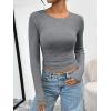 image:imageTrendy Queen Womens Long Sleeve TShirts Basic Crop Tops 2026 Spring Fashion Outfits Going Out Winter ClothesGrey