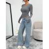 image:imageTrendy Queen Womens Long Sleeve TShirts Basic Crop Tops 2026 Spring Fashion Outfits Going Out Winter ClothesGrey