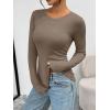 image:imageTrendy Queen Womens Long Sleeve TShirts Basic Crop Tops 2026 Spring Fashion Outfits Going Out Winter ClothesKhaki