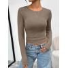 image:imageTrendy Queen Womens Long Sleeve TShirts Basic Crop Tops 2026 Spring Fashion Outfits Going Out Winter ClothesKhaki