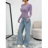 image:imageTrendy Queen Womens Long Sleeve TShirts Basic Crop Tops 2026 Spring Fashion Outfits Going Out Winter ClothesLightpurple