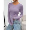 image:imageTrendy Queen Womens Long Sleeve TShirts Basic Crop Tops 2026 Spring Fashion Outfits Going Out Winter ClothesLightpurple