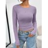 image:imageTrendy Queen Womens Long Sleeve TShirts Basic Crop Tops 2026 Spring Fashion Outfits Going Out Winter ClothesLightpurple