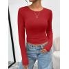 image:imageTrendy Queen Womens Long Sleeve TShirts Basic Crop Tops 2026 Spring Fashion Outfits Going Out Winter ClothesRed