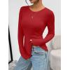image:imageTrendy Queen Womens Long Sleeve TShirts Basic Crop Tops 2026 Spring Fashion Outfits Going Out Winter ClothesRed