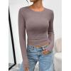 image:imageTrendy Queen Womens Long Sleeve TShirts Basic Crop Tops 2026 Spring Fashion Outfits Going Out Winter ClothesRose Taupe