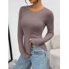 image:imageTrendy Queen Womens Long Sleeve TShirts Basic Crop Tops 2026 Spring Fashion Outfits Going Out Winter ClothesRose Taupe