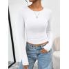 image:imageTrendy Queen Womens Long Sleeve TShirts Basic Crop Tops 2026 Spring Fashion Outfits Going Out Winter ClothesWhite