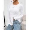 image:imageTrendy Queen Womens Long Sleeve TShirts Basic Crop Tops 2026 Spring Fashion Outfits Going Out Winter ClothesWhite