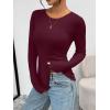 image:imageTrendy Queen Womens Long Sleeve TShirts Basic Crop Tops 2026 Spring Fashion Outfits Going Out Winter ClothesWine