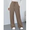 image:imageTrendy Queen Womens Lounge Pants Wide Leg Sweatpants Comfy Barrel Pajamas Pants Baggy Flowy 2025 Fashion Outfits with PocketsCoffee