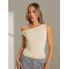 image:imageTrendy Queen Womens Off The Shoulder Crop Top Sleeveless Stretchy Bodycon Tank Y2K Fashion Sling TShirt for SummerApricot
