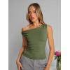 image:imageTrendy Queen Womens Off The Shoulder Crop Top Sleeveless Stretchy Bodycon Tank Y2K Fashion Sling TShirt for SummerArmy Green