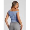 image:imageTrendy Queen Womens Off The Shoulder Crop Top Sleeveless Stretchy Bodycon Tank Y2K Fashion Sling TShirt for SummerBlue