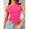 image:imageTrendy Queen Womens Off The Shoulder Crop Top Sleeveless Stretchy Bodycon Tank Y2K Fashion Sling TShirt for SummerBright Pink