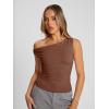 image:imageTrendy Queen Womens Off The Shoulder Crop Top Sleeveless Stretchy Bodycon Tank Y2K Fashion Sling TShirt for SummerBrown